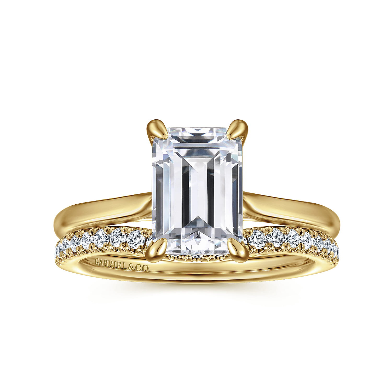 Anne - 14K Yellow Gold Emerald Cut Solitaire Diamond Engagement Ring - Shot 4