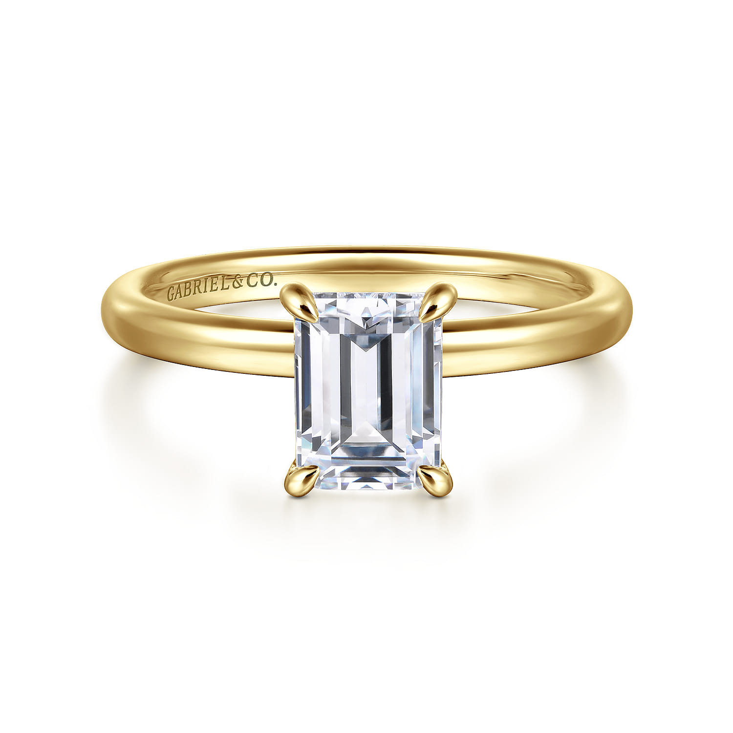 Azura - 14K Yellow Gold Emerald Cut Solitaire Diamond Engagement Ring - Shot 1