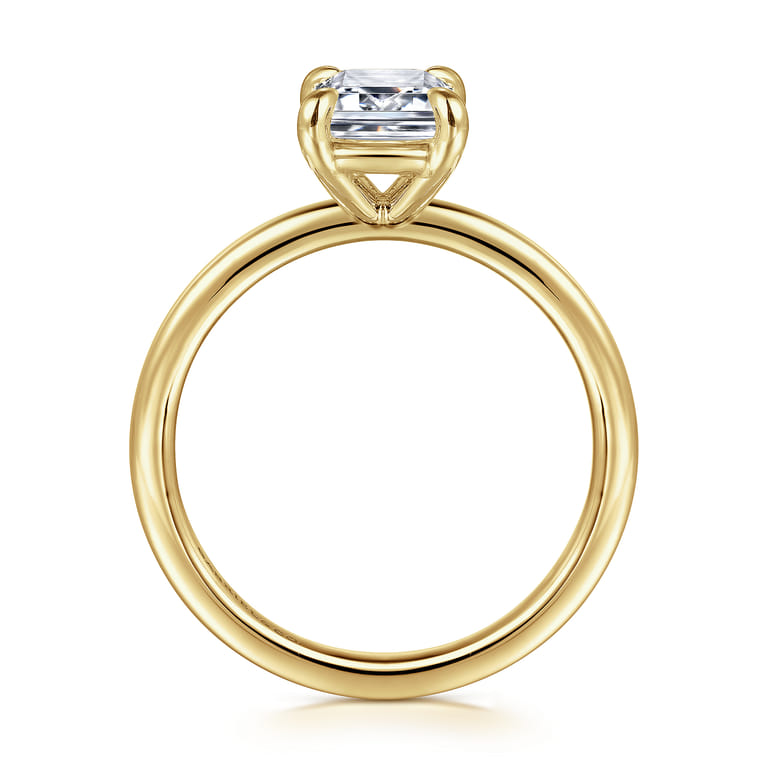 Azura - 14K Yellow Gold Emerald Cut Solitaire Diamond Engagement Ring - Shot 2