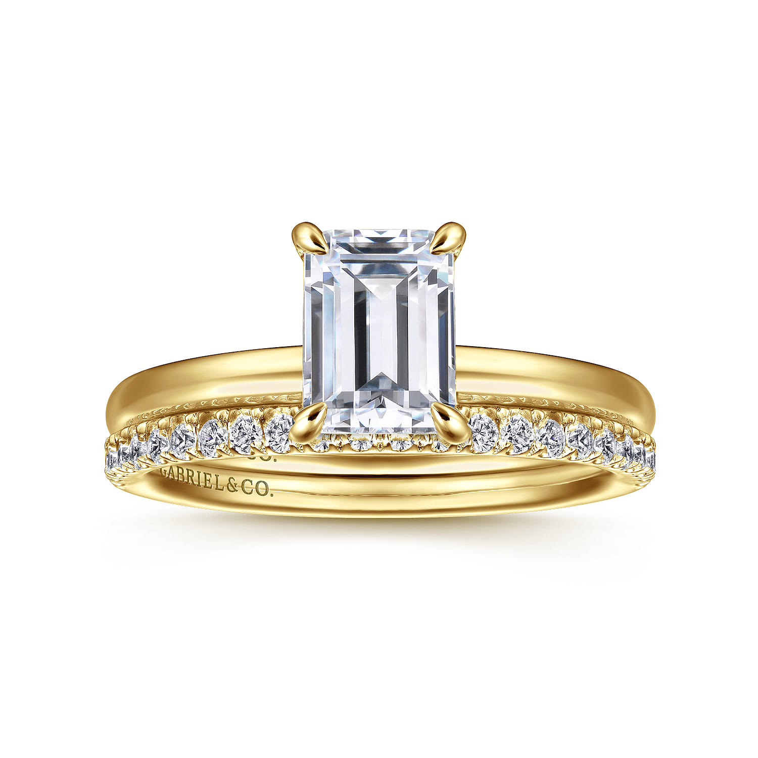 Azura - 14K Yellow Gold Emerald Cut Solitaire Diamond Engagement Ring - Shot 4