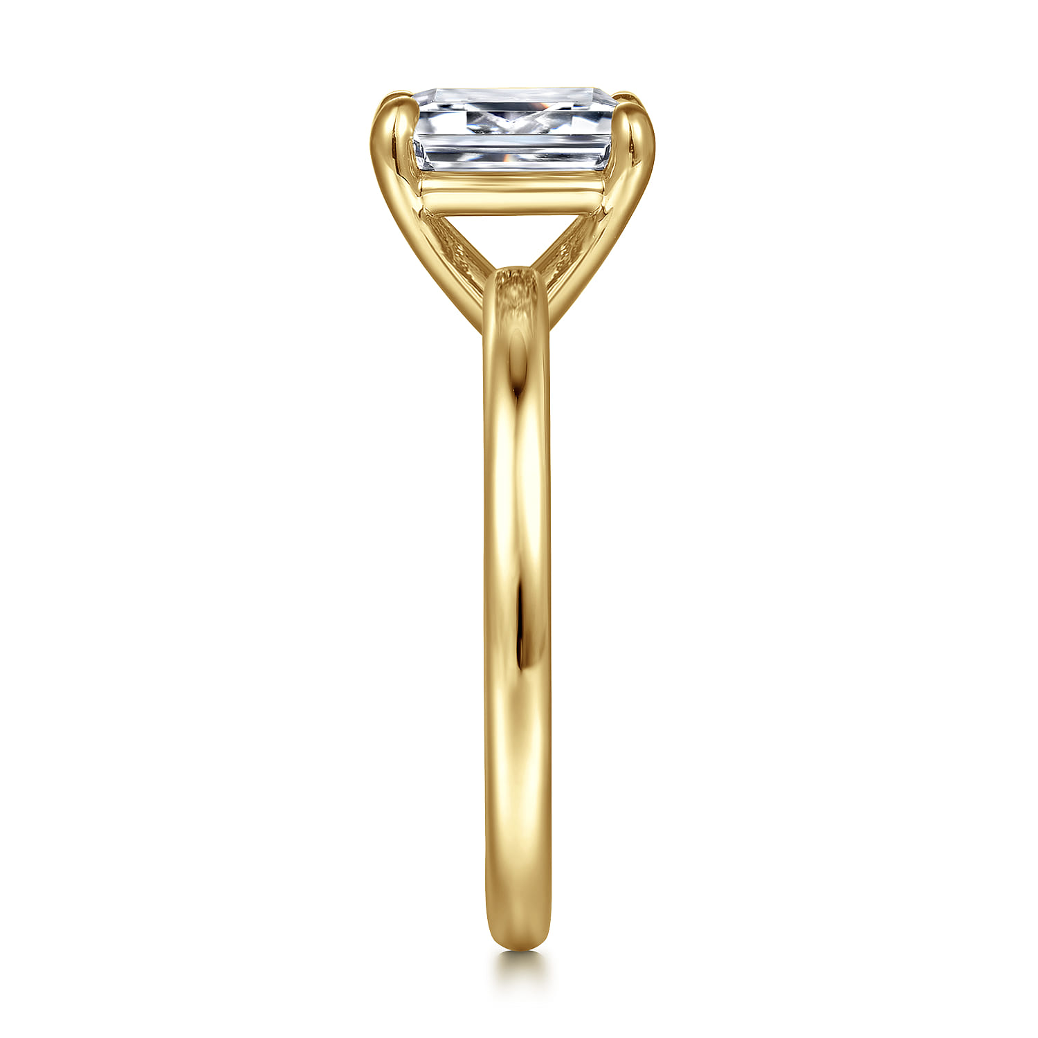 Azura - 14K Yellow Gold Emerald Cut Solitaire Diamond Engagement Ring - Shot 5
