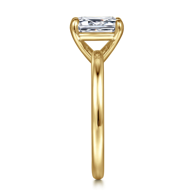 Azura - 14K Yellow Gold Emerald Cut Solitaire Diamond Engagement Ring - Shot 5