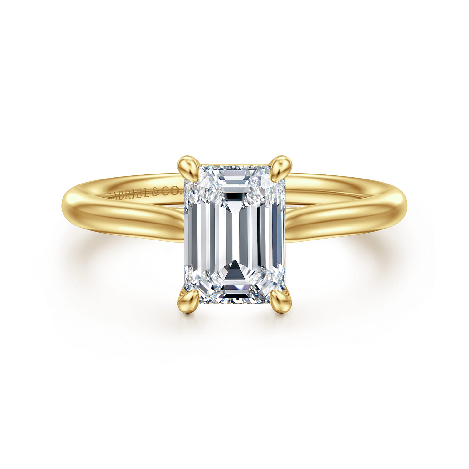 Bena - 14K Yellow Gold Emerald Cut Solitaire Diamond Engagement Ring - Shot 1