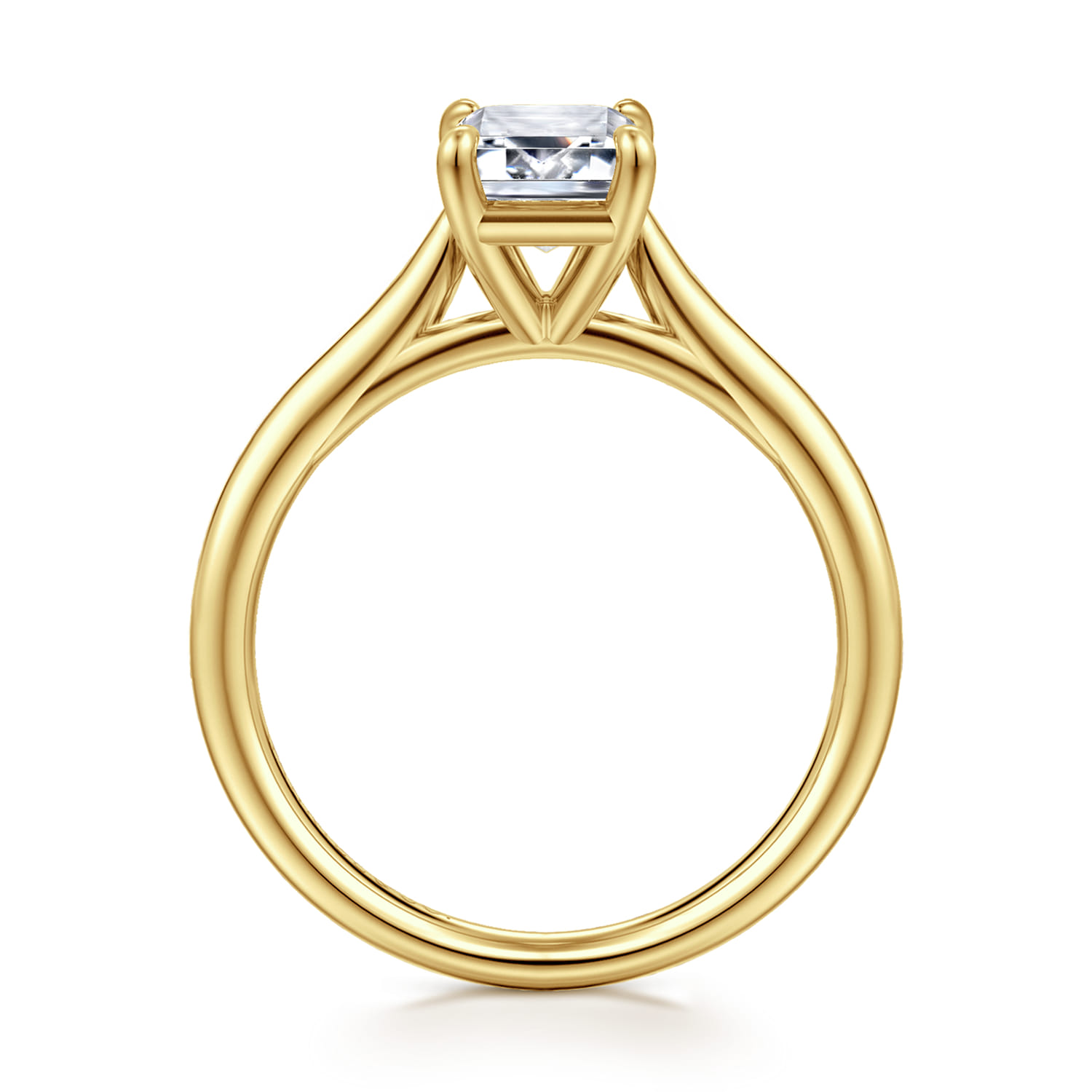 Bena - 14K Yellow Gold Emerald Cut Solitaire Diamond Engagement Ring - Shot 2