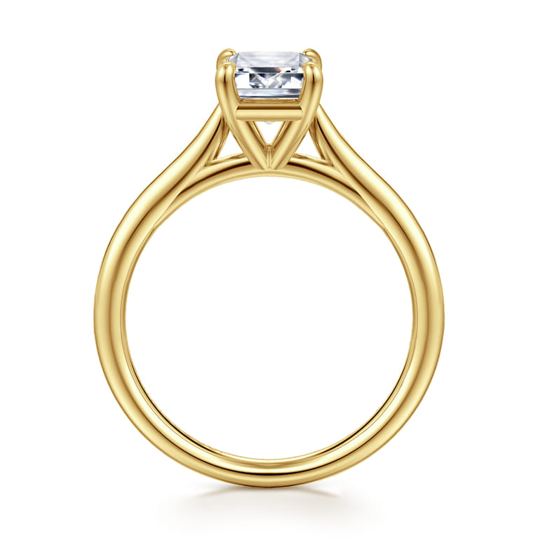Bena - 14K Yellow Gold Emerald Cut Solitaire Diamond Engagement Ring - Shot 2