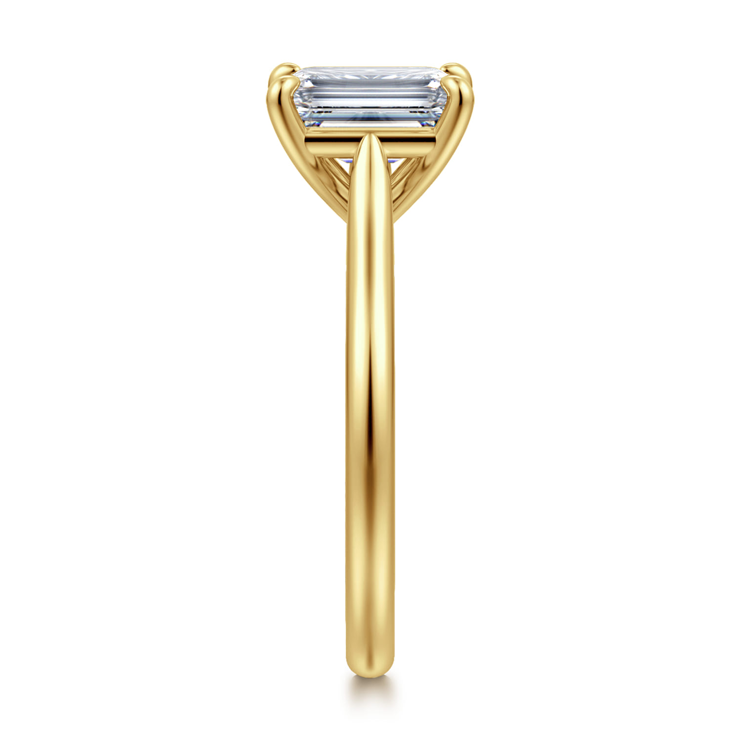 Bena - 14K Yellow Gold Emerald Cut Solitaire Diamond Engagement Ring - Shot 4