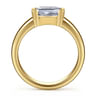 Bara - 14K Yellow Gold Half Bezel East West Emerald Cut Diamond Engagement Ring