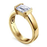 Bara - 14K Yellow Gold Half Bezel East West Emerald Cut Diamond Engagement Ring