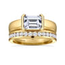 Bara - 14K Yellow Gold Half Bezel East West Emerald Cut Diamond Engagement Ring