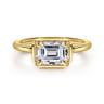 Linen - 14K Yellow Gold East West and Bezel Prong Emerald Cut Diamond Engagement Ring