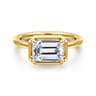Linen - 14K Yellow Gold East West and Bezel Prong Emerald Cut Diamond Engagement Ring