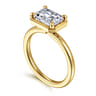 Linen - 14K Yellow Gold East West and Bezel Prong Emerald Cut Diamond Engagement Ring