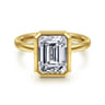 Linny - 14K Yellow Gold Emerald Cut Bezel Set Diamond Engagement Ring