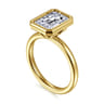 Linny - 14K Yellow Gold Emerald Cut Bezel Set Diamond Engagement Ring