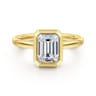 Linny - 14K Yellow Gold Emerald Cut Bezel Set Diamond Engagement Ring