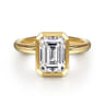 Linny - 14K Yellow Gold Emerald Cut Bezel Set Diamond Engagement Ring