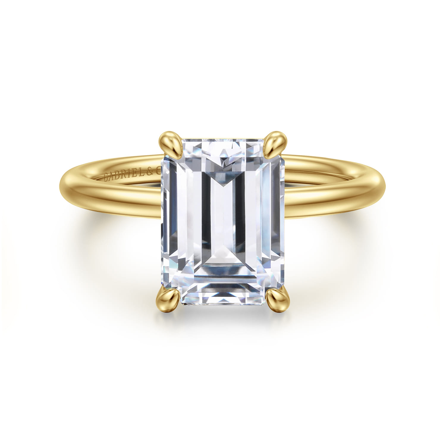 Tiana - 14K Yellow Gold Emerald Cut Solitaire Diamond Engagement Ring - Shot 1