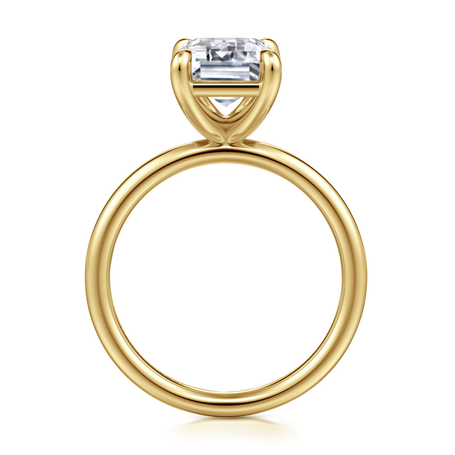 Tiana - 14K Yellow Gold Emerald Cut Solitaire Diamond Engagement Ring - Shot 2