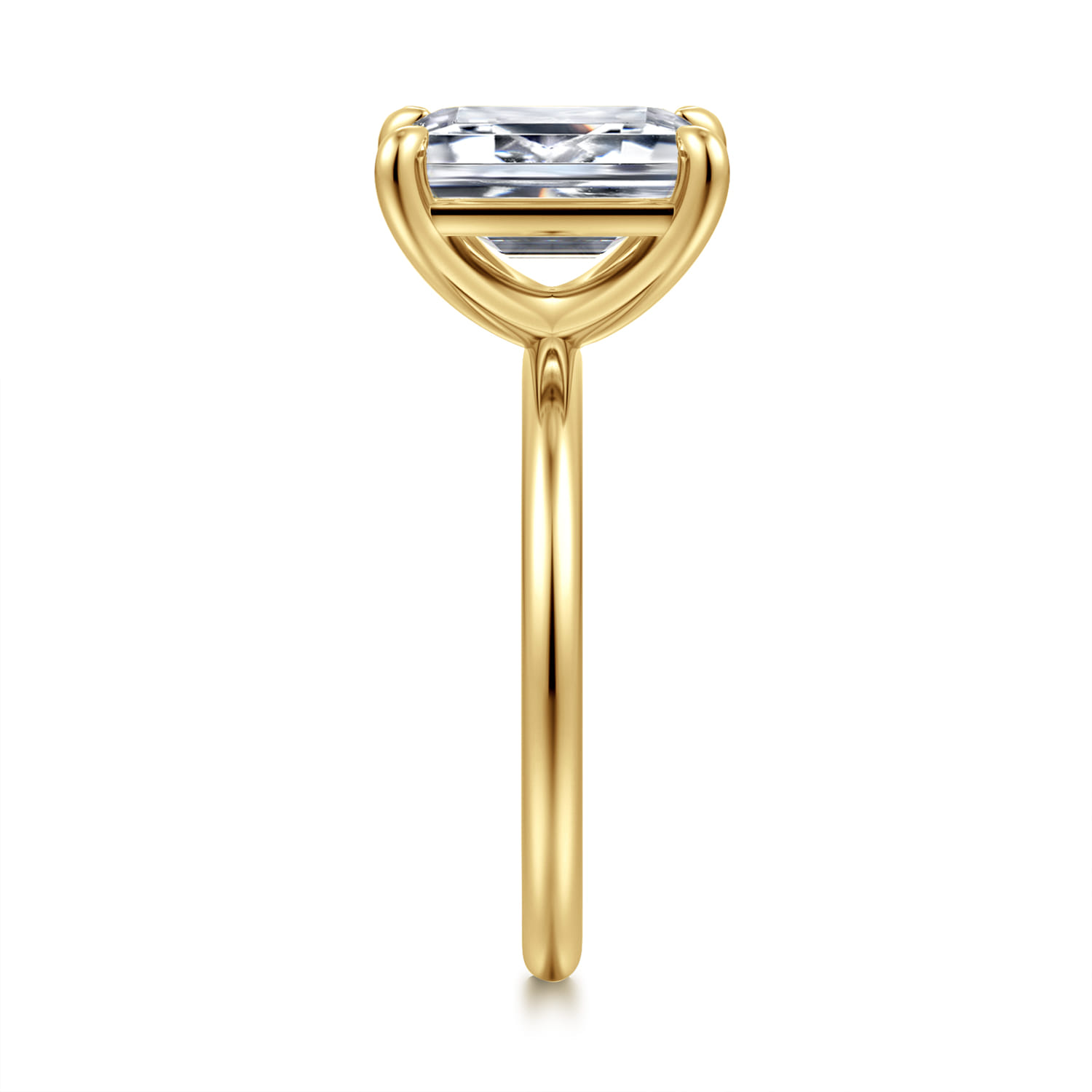 Tiana - 14K Yellow Gold Emerald Cut Solitaire Diamond Engagement Ring - Shot 4