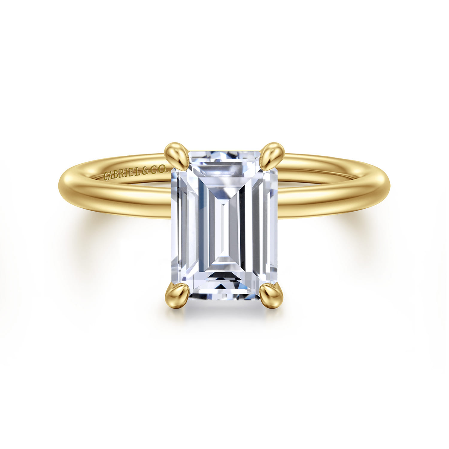 Tiana - 14K Yellow Gold Emerald Cut Solitaire Diamond Engagement Ring - Shot 1
