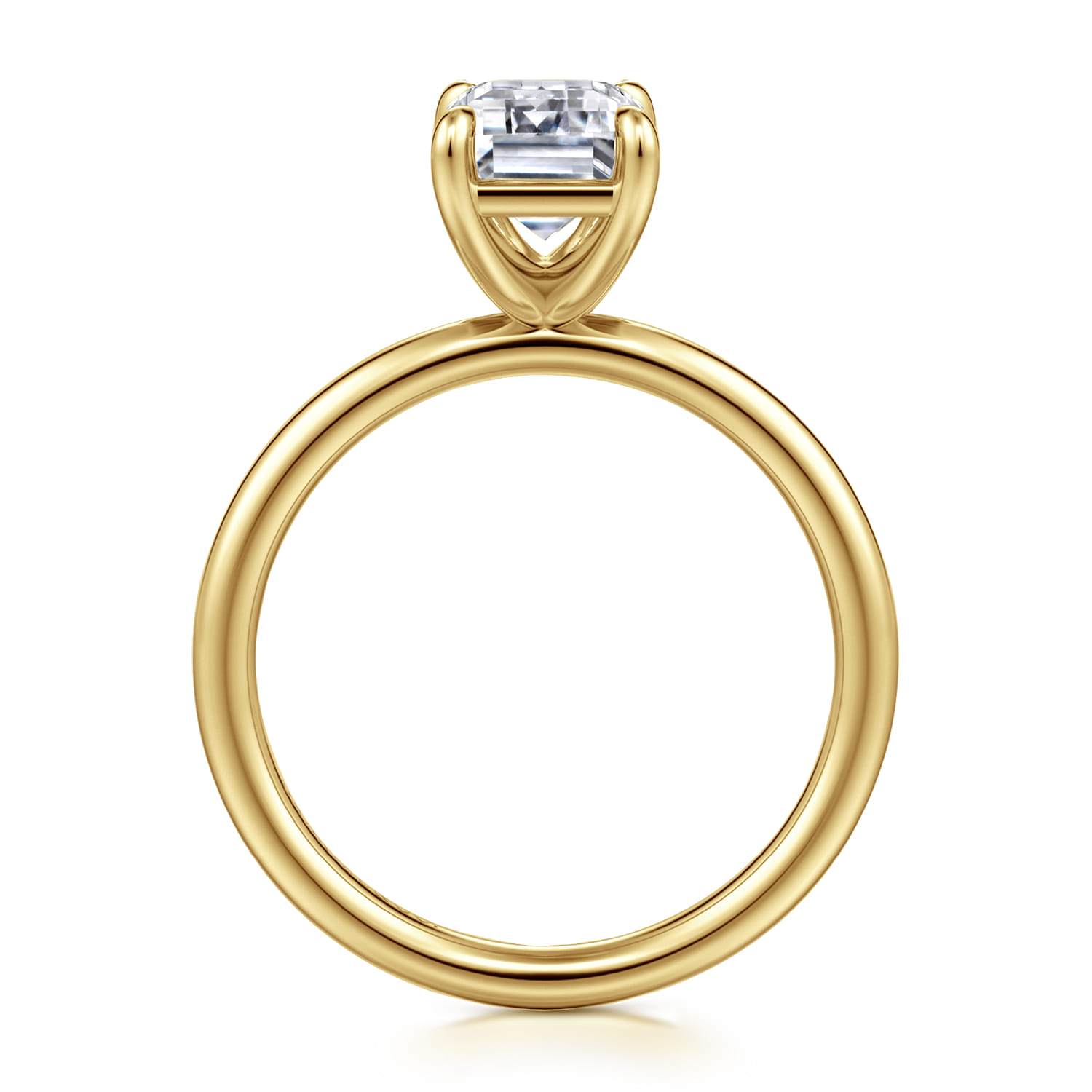 Tiana - 14K Yellow Gold Emerald Cut Solitaire Diamond Engagement Ring - Shot 2