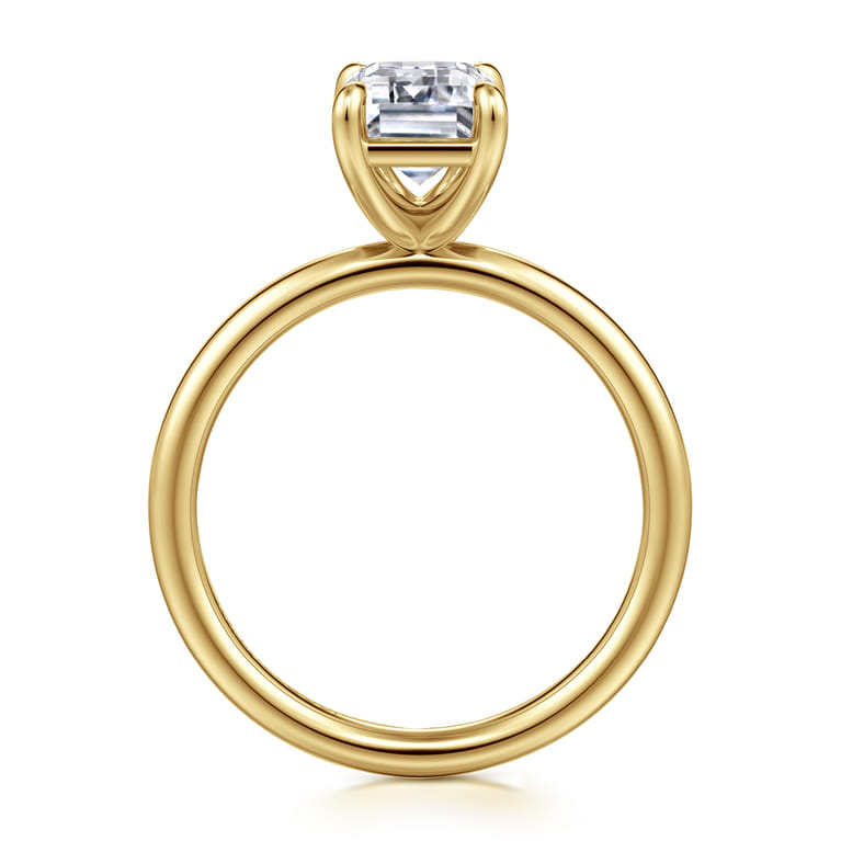 Tiana - 14K Yellow Gold Emerald Cut Solitaire Diamond Engagement Ring - Shot 2