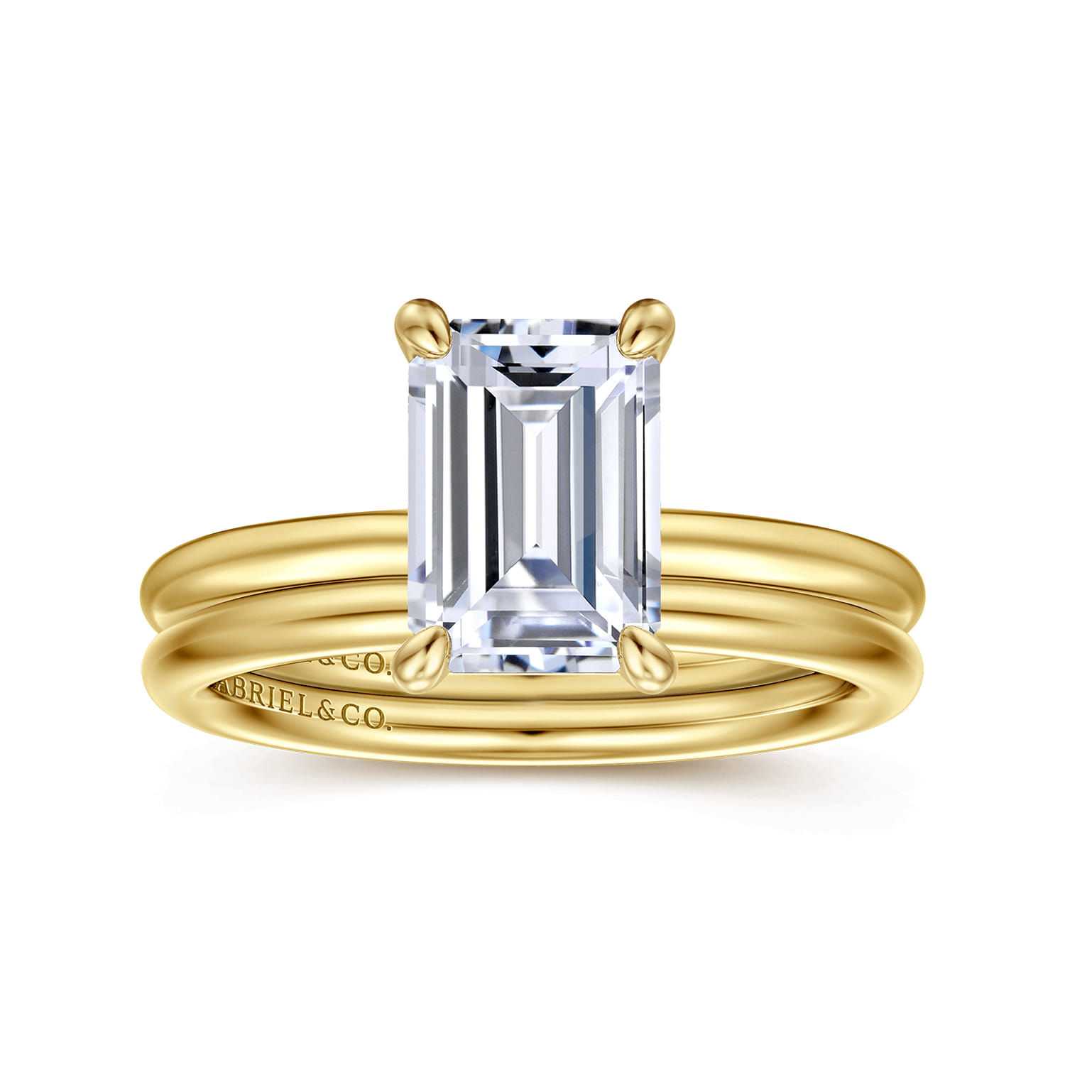 Tiana - 14K Yellow Gold Emerald Cut Solitaire Diamond Engagement Ring - Shot 4