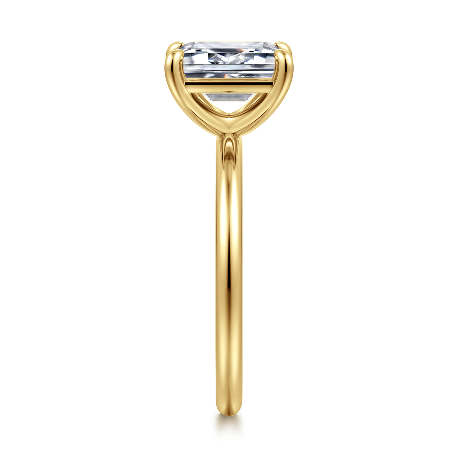 Tiana - 14K Yellow Gold Emerald Cut Solitaire Diamond Engagement Ring - Shot 5