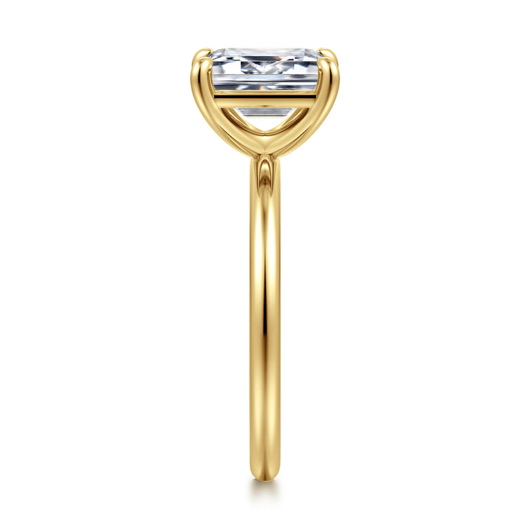Tiana - 14K Yellow Gold Emerald Cut Solitaire Diamond Engagement Ring - Shot 5