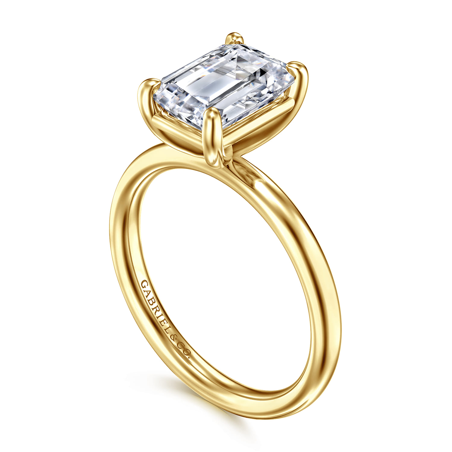 Unite - 14K Yellow Gold Emerald Cut Solitaire Diamond Engagement Ring - Shot 3