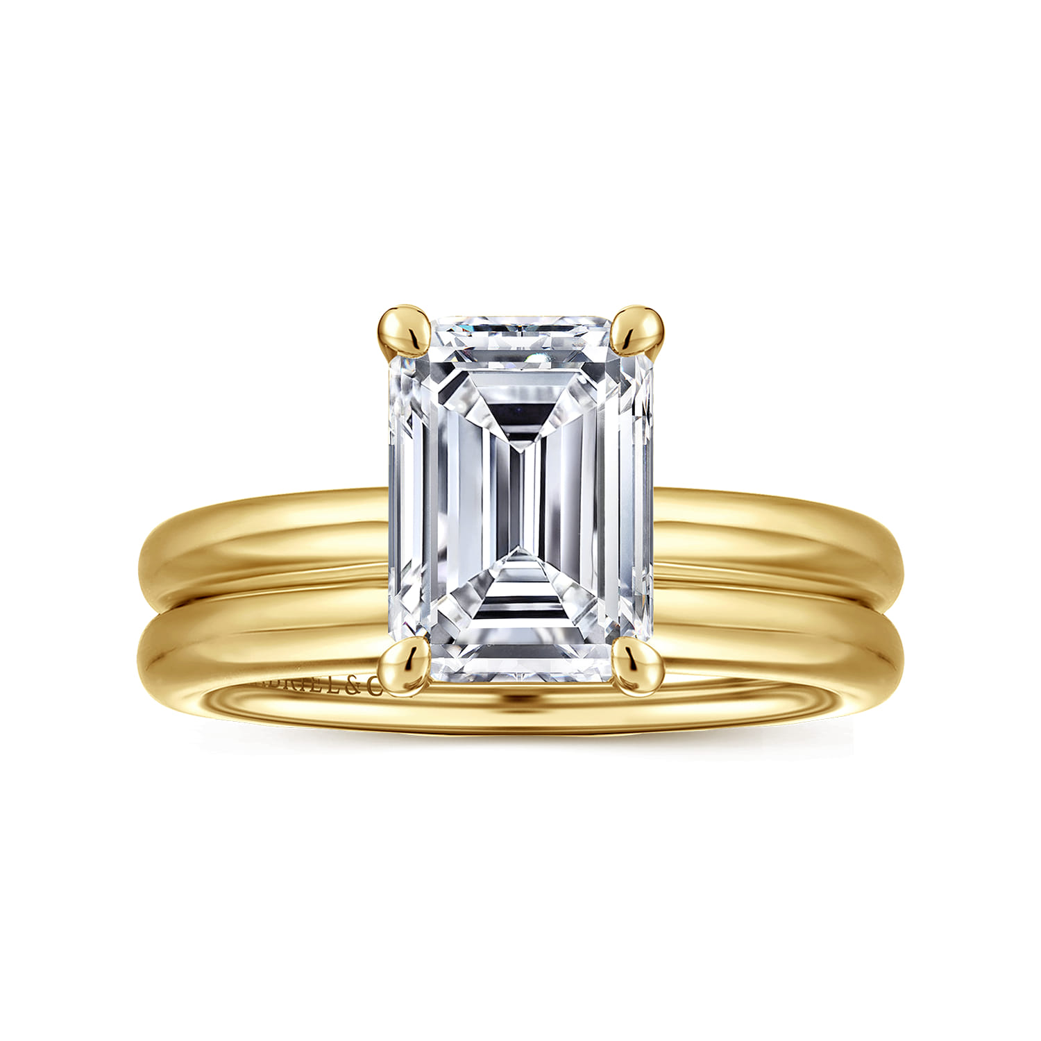 Unite - 14K Yellow Gold Emerald Cut Solitaire Diamond Engagement Ring - Shot 4
