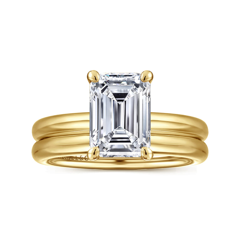 Unite - 14K Yellow Gold Emerald Cut Solitaire Diamond Engagement Ring - Shot 4