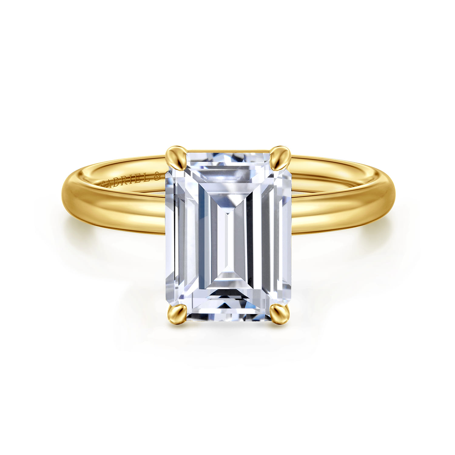 Unite - 14K Yellow Gold Emerald Cut Solitaire Diamond Engagement Ring - Shot 1