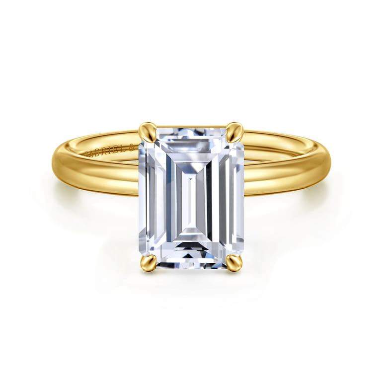 Unite - 14K Yellow Gold Emerald Cut Solitaire Diamond Engagement Ring - Shot 1