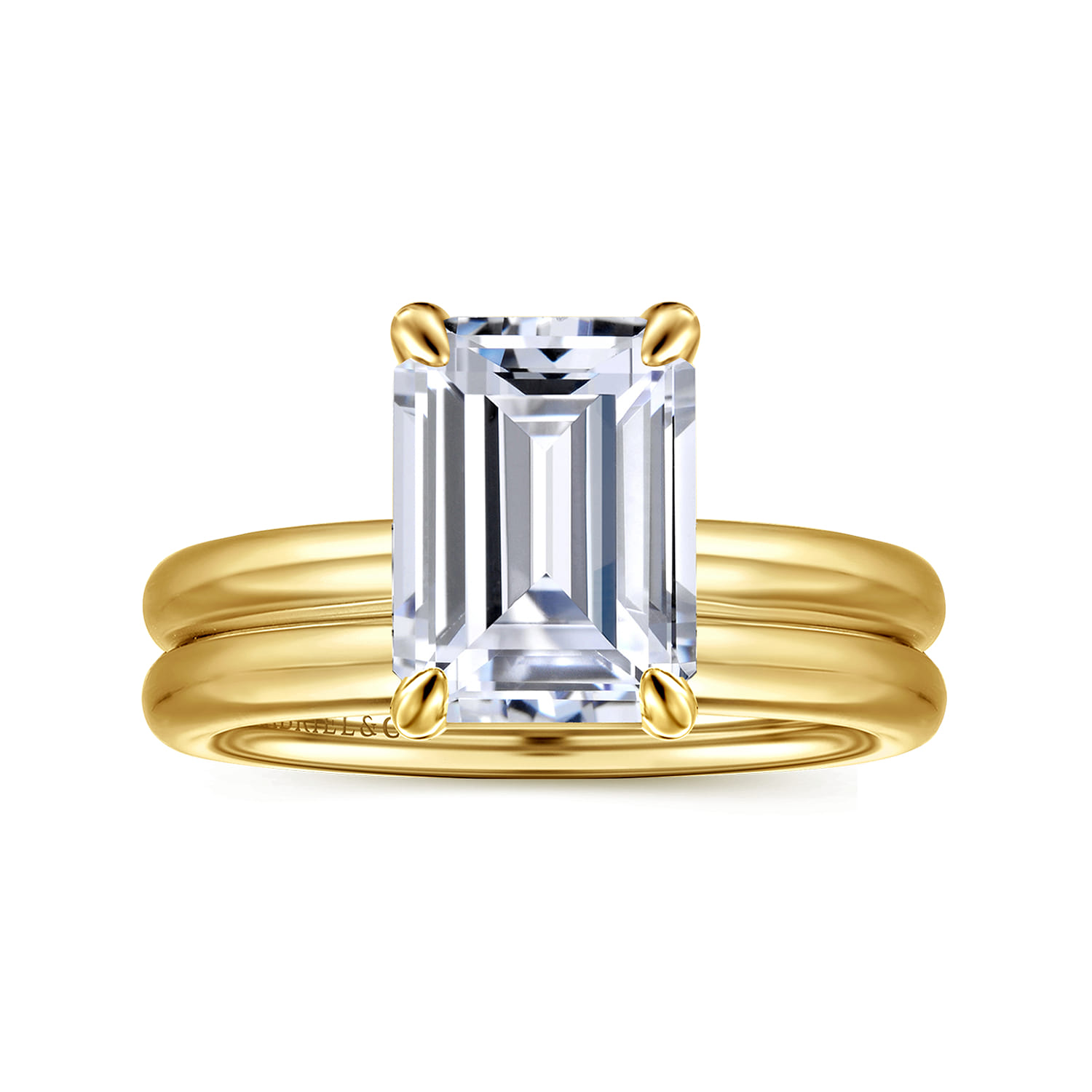 Unite - 14K Yellow Gold Emerald Cut Solitaire Diamond Engagement Ring - Shot 4