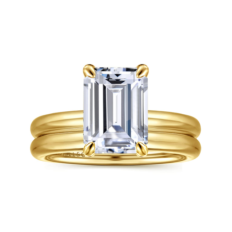 Unite - 14K Yellow Gold Emerald Cut Solitaire Diamond Engagement Ring - Shot 4