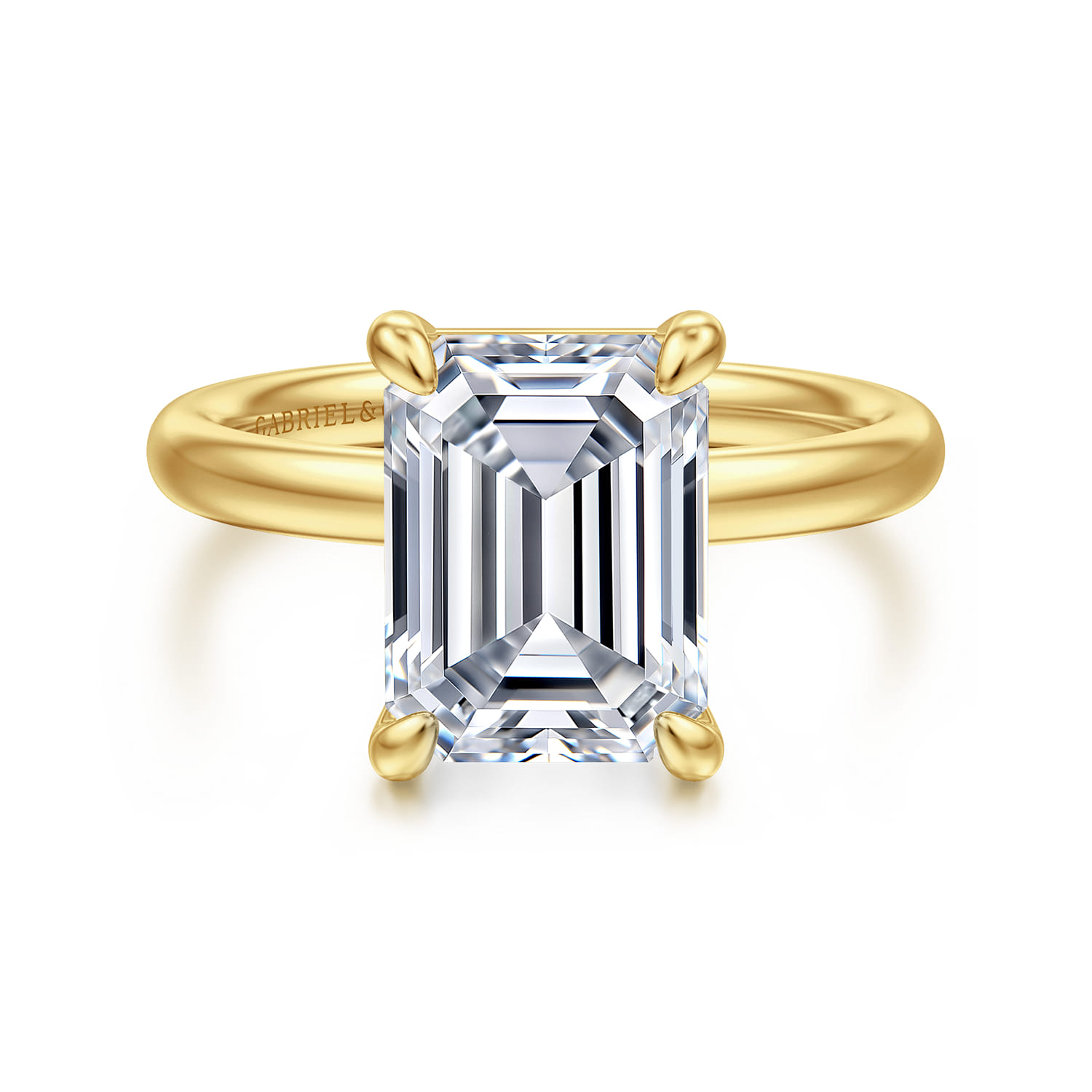 Unite - 14K Yellow Gold Emerald Cut Solitaire Diamond Engagement Ring - Shot 1