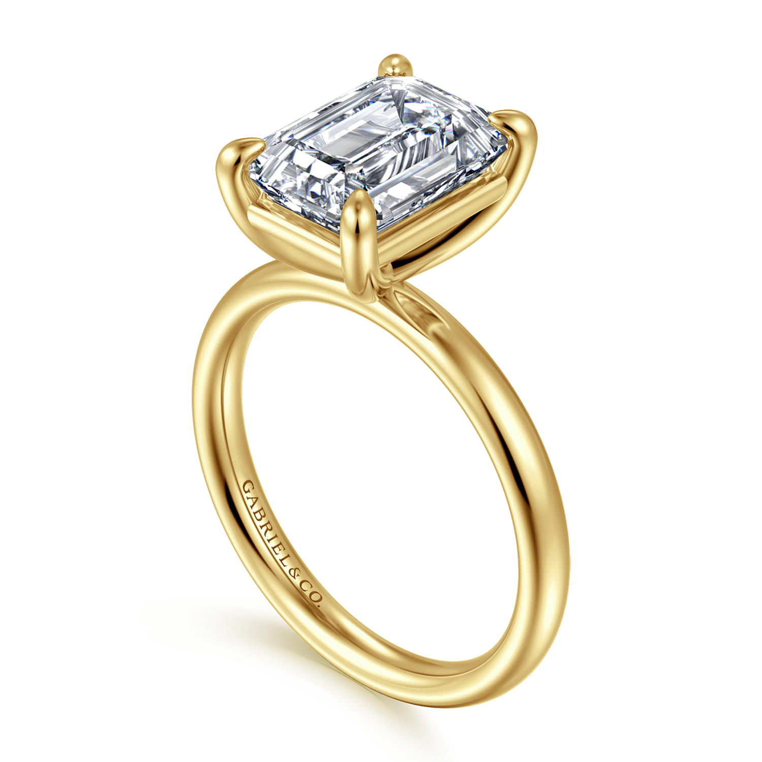 Unite - 14K Yellow Gold Emerald Cut Solitaire Diamond Engagement Ring - Shot 3