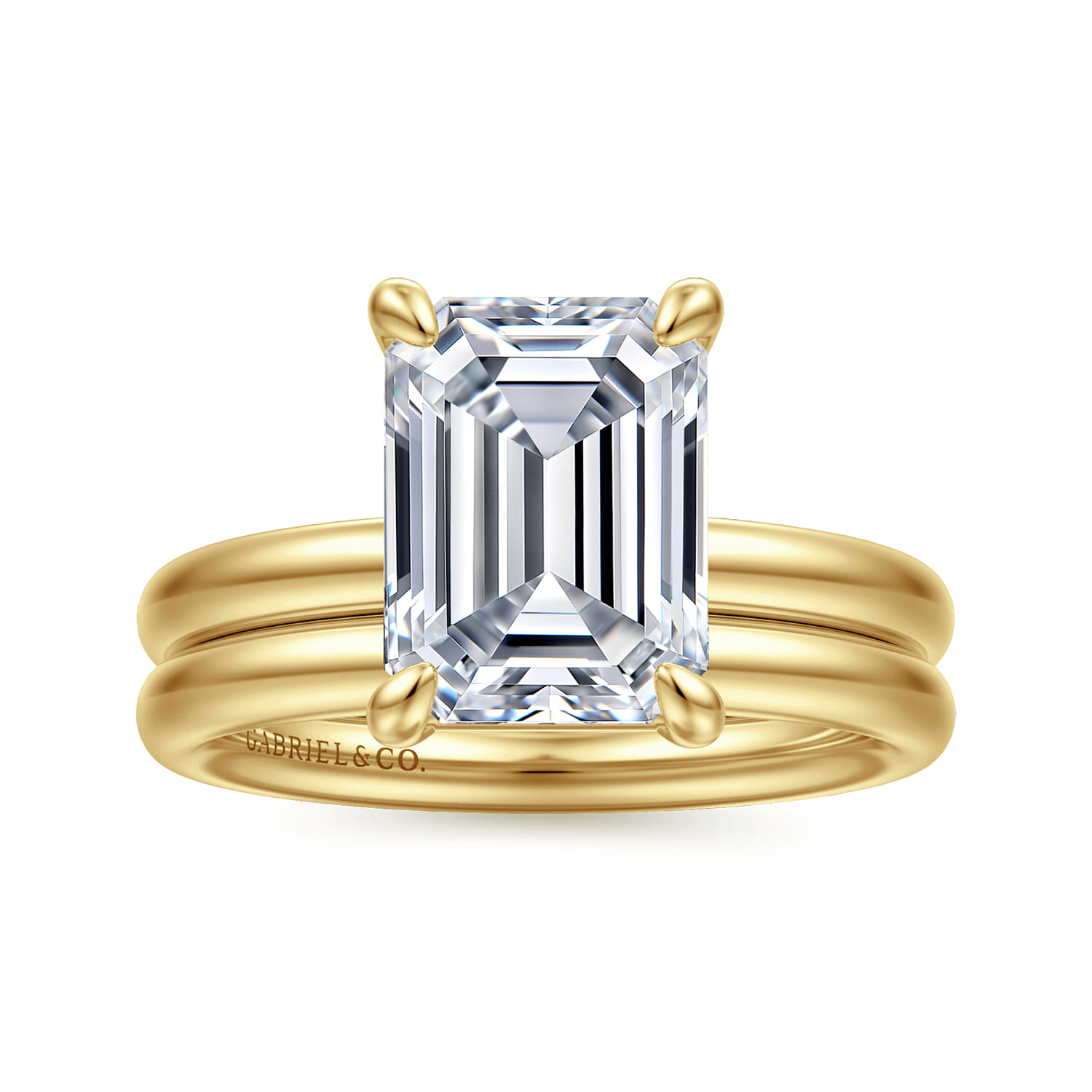 Unite - 14K Yellow Gold Emerald Cut Solitaire Diamond Engagement Ring - Shot 4