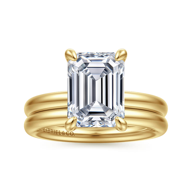 Unite - 14K Yellow Gold Emerald Cut Solitaire Diamond Engagement Ring - Shot 4