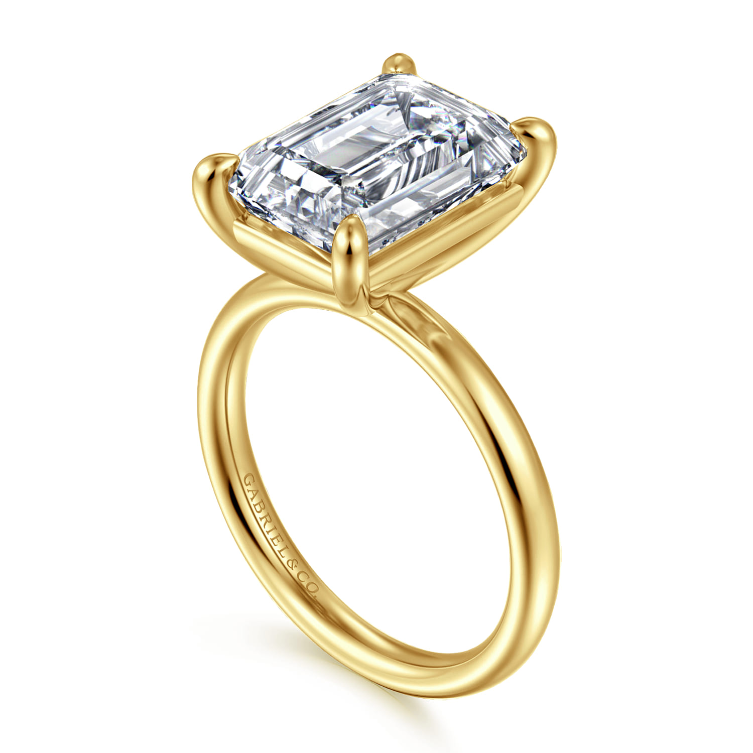 Unite - 14K Yellow Gold Emerald Cut Solitaire Diamond Engagement Ring - Shot 3