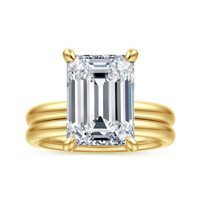 Unite - 14K Yellow Gold Emerald Cut Solitaire Diamond Engagement Ring - Shot 4