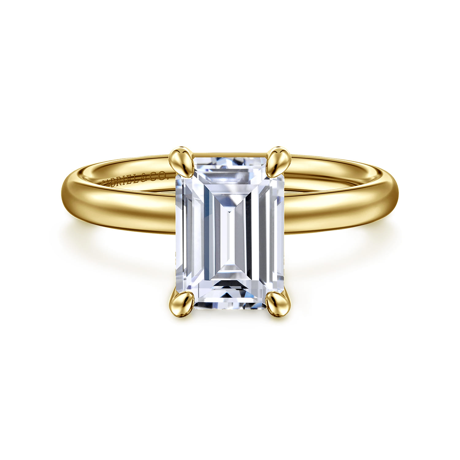 Unite - 14K Yellow Gold Emerald Cut Solitaire Diamond Engagement Ring - Shot 1