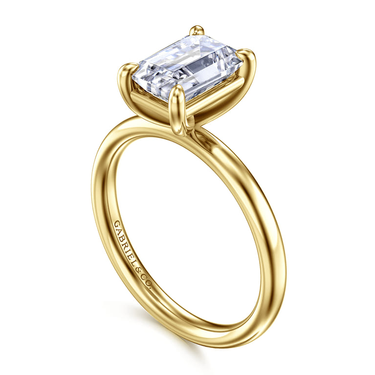 Unite - 14K Yellow Gold Emerald Cut Solitaire Diamond Engagement Ring - Shot 3