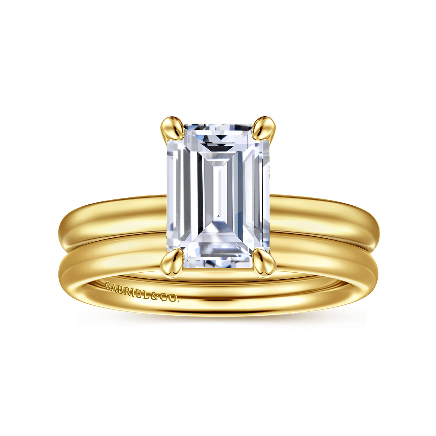 Unite - 14K Yellow Gold Emerald Cut Solitaire Diamond Engagement Ring - Shot 4
