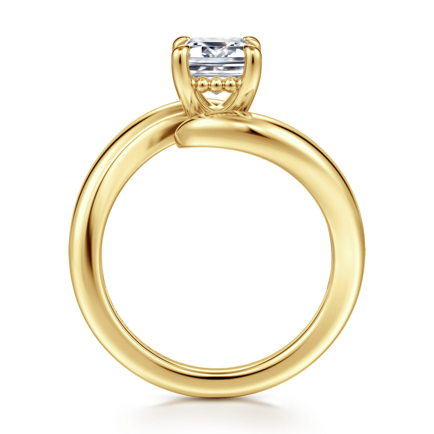 Bettie - 14K Yellow Gold Bypass Emerald Cut Diamond Engagement Ring - Shot 2