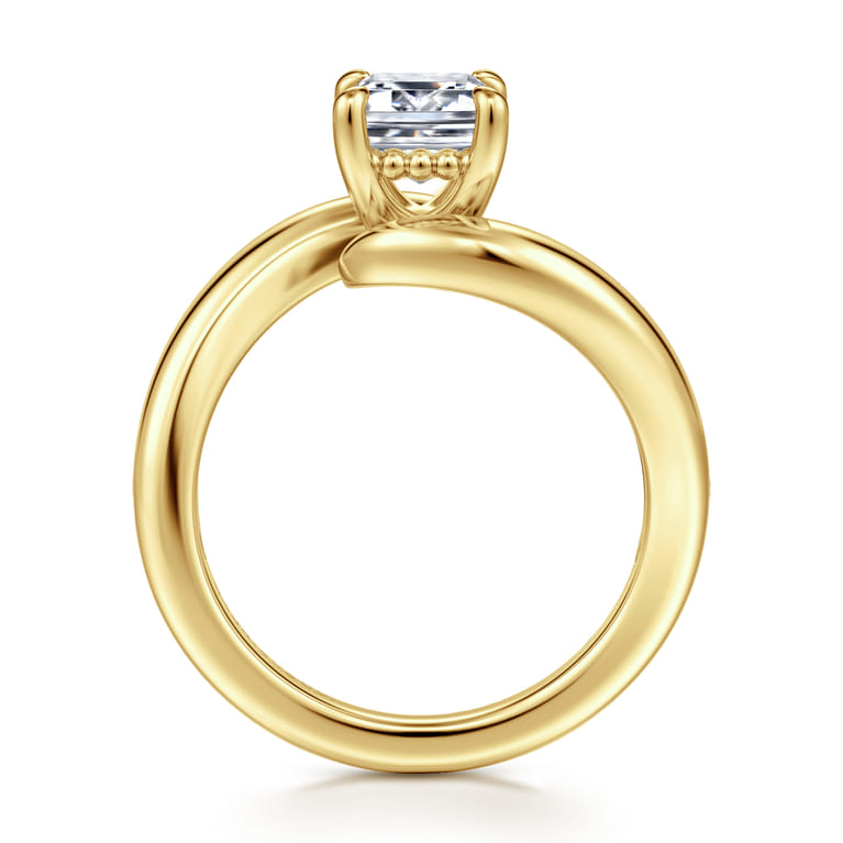 Bettie - 14K Yellow Gold Bypass Emerald Cut Diamond Engagement Ring - Shot 2