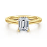 Nola - 14K Yellow Gold Emerald Cut Lotus Diamond Engagement Ring