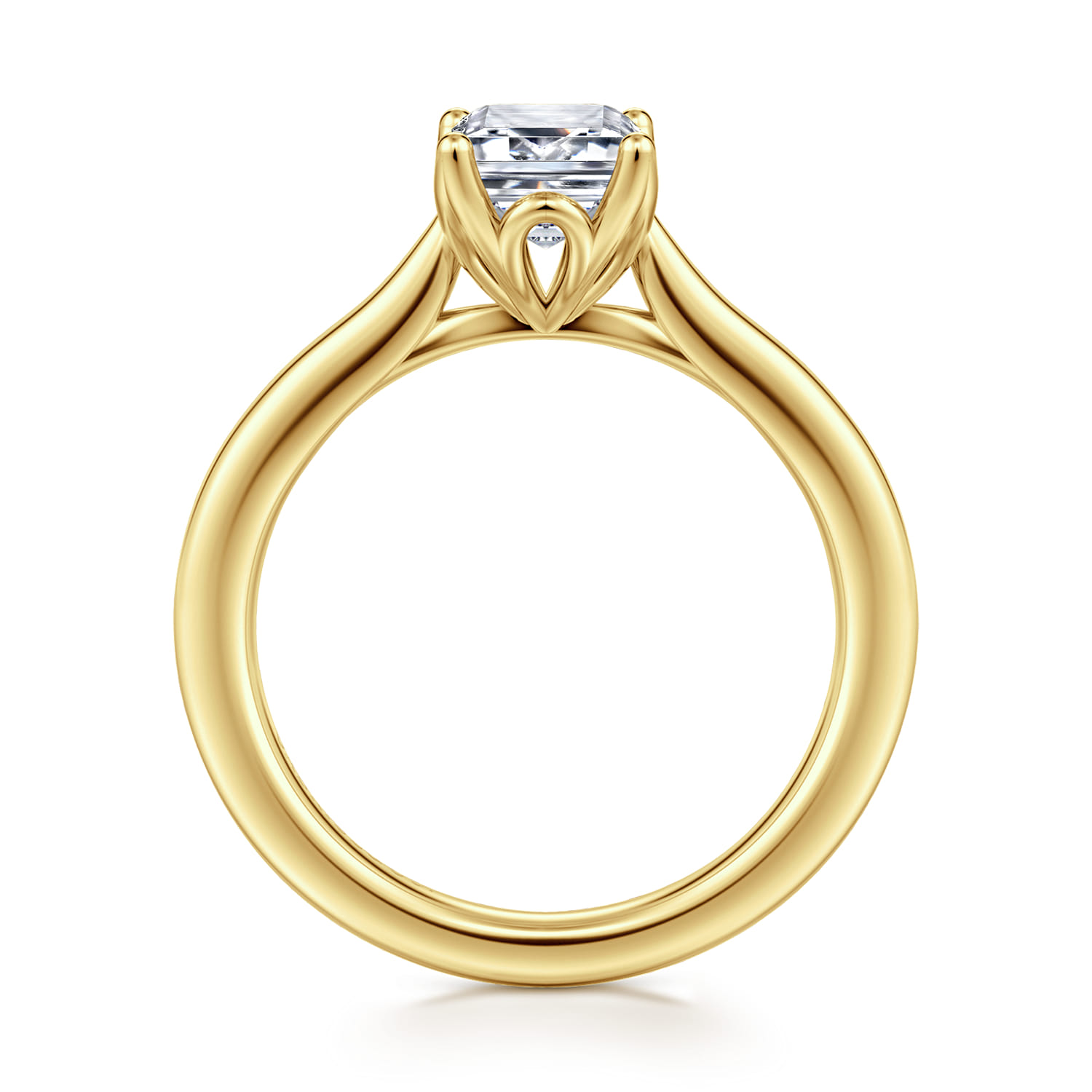 Nola - 14K Yellow Gold Emerald Cut Lotus Diamond Engagement Ring - Shot 2