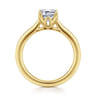 Nola - 14K Yellow Gold Emerald Cut Lotus Diamond Engagement Ring